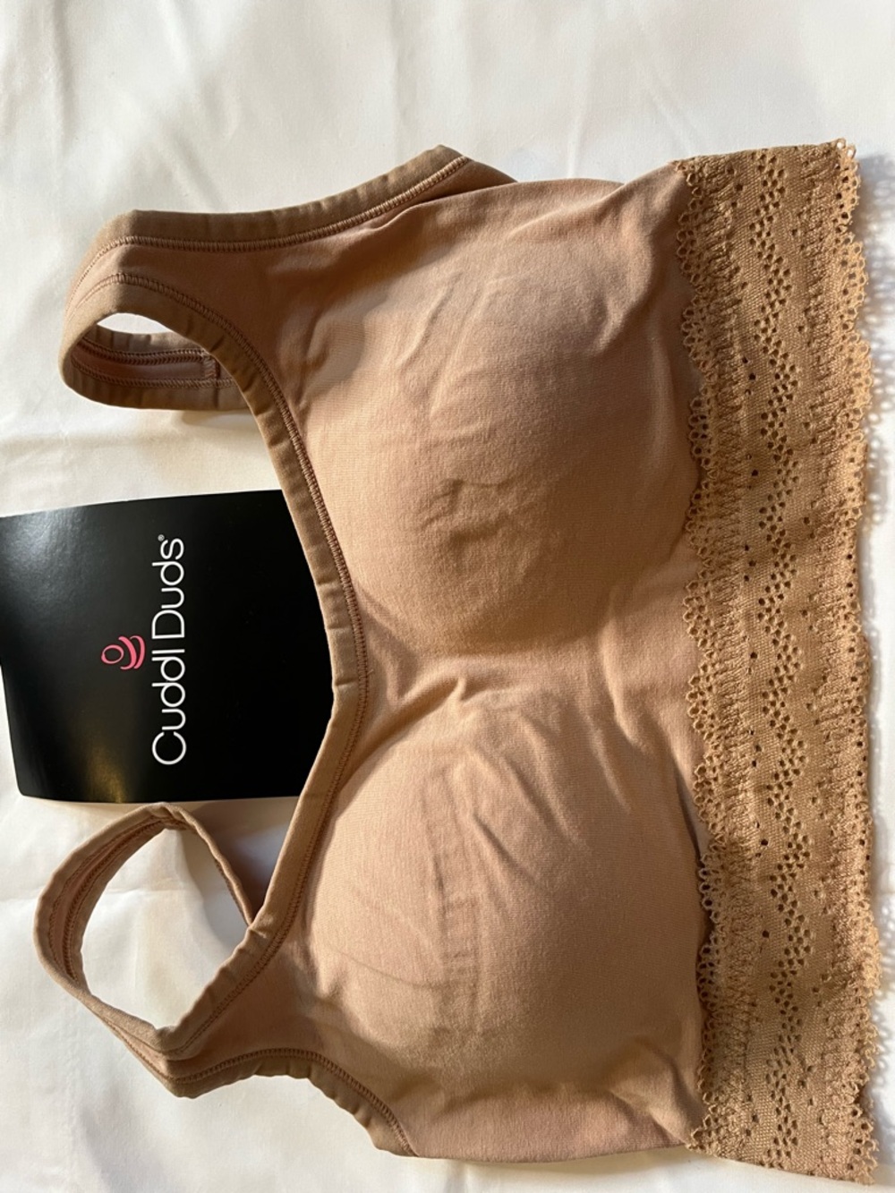 Cuddl Duds Nude Lace-Trim Wireless Bralette